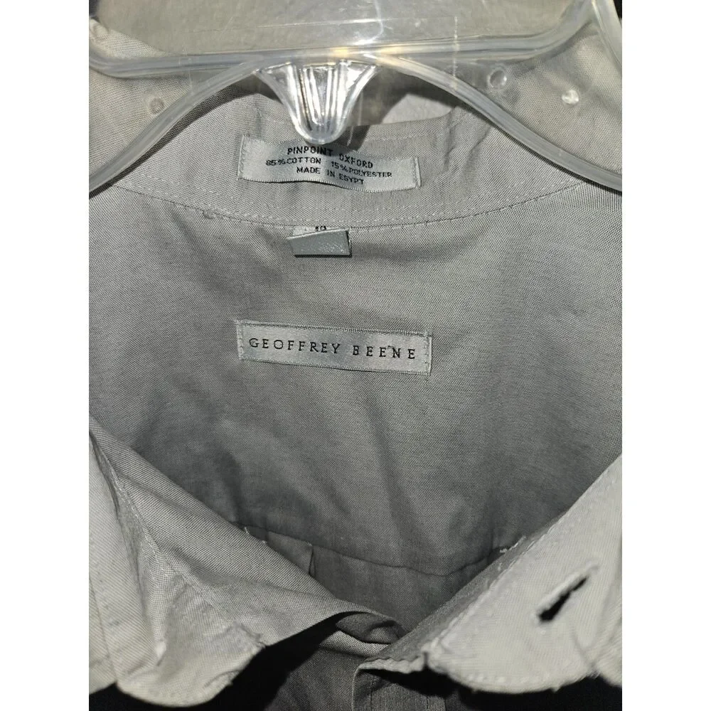 Geoffrey Beene Fitted Sateen Gray Dress Shirt Sz 18 - Picture 3 of 3